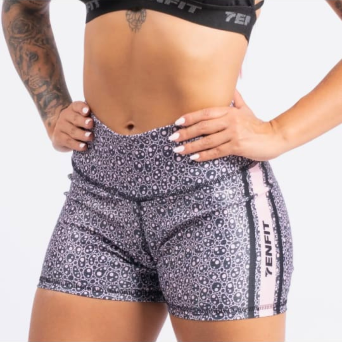 short tenfit express para hacer ejercicio mujer sublimado extra corto gris oscuro Comprar en tienda onlineshoppingcenterg Colombia centro de compras en linea